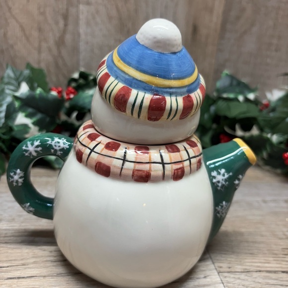 Debbie Mumm Marshmellow Snowman Mini Teapot Sakura Collectors Series 6"VTG - Picture 3 of 11